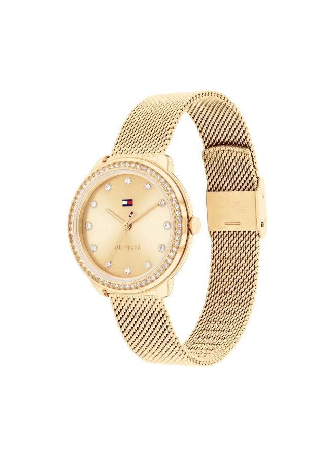 TOMMY HILFIGER 3-Hand Womens Quartz Movement Watch With Gold-Tone Stainless Steel Mesh Bracelet - 1782699
